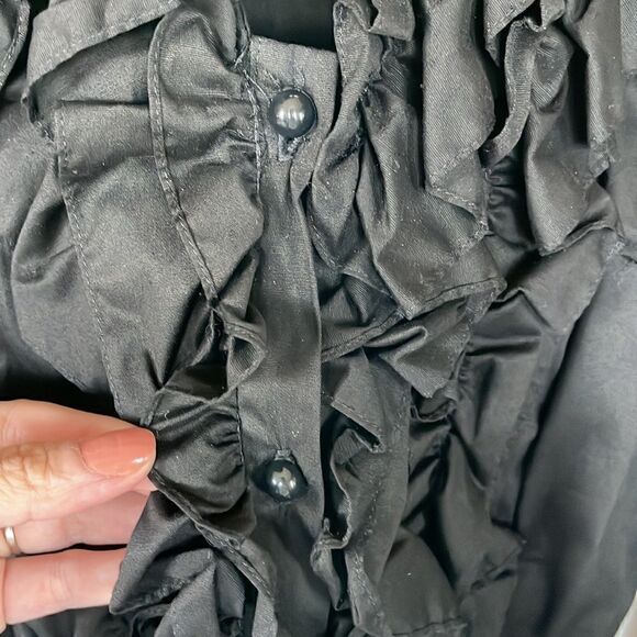 WALTER Stretchy Ruffled Button Down Shirt, S - Picture 3 of 5